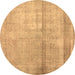 Round Abstract Brown Contemporary Rug, con376brn