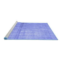 Sideview of Machine Washable Abstract Blue Contemporary Rug, wshcon376blu