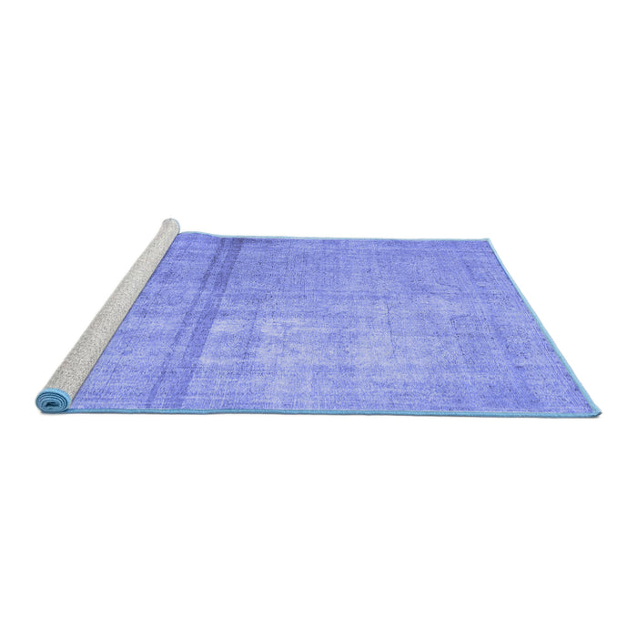 Sideview of Machine Washable Abstract Blue Contemporary Rug, wshcon376blu