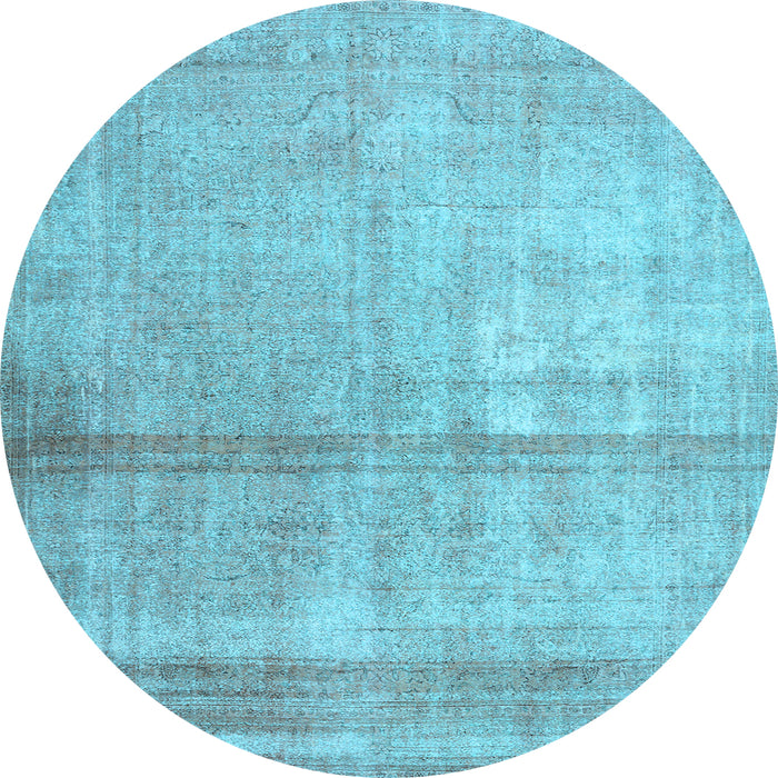 Round Machine Washable Abstract Light Blue Contemporary Rug, wshcon376lblu