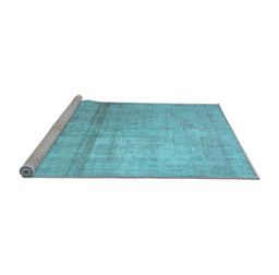 Sideview of Machine Washable Abstract Light Blue Contemporary Rug, wshcon376lblu