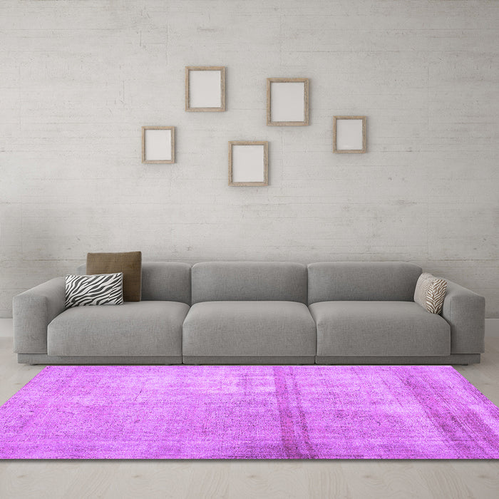 Machine Washable Abstract Purple Contemporary Area Rugs in a Living Room, wshcon376pur