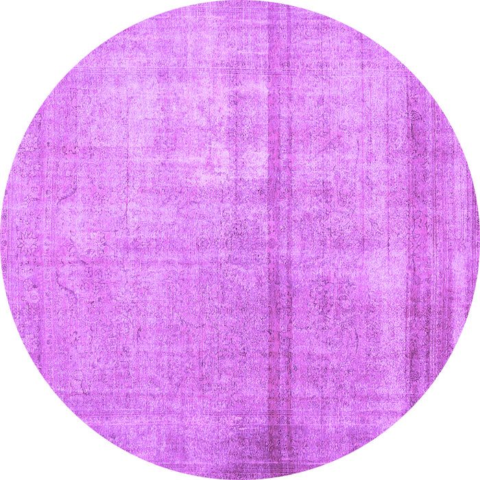 Round Machine Washable Abstract Purple Contemporary Area Rugs, wshcon376pur