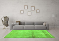 Machine Washable Abstract Green Contemporary Rug, wshcon376grn