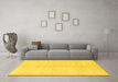 Machine Washable Solid Yellow Modern Rug in a Living Room, wshcon377yw