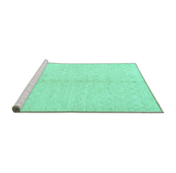 Sideview of Machine Washable Solid Turquoise Modern Area Rugs, wshcon377turq