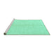 Sideview of Machine Washable Solid Turquoise Modern Area Rugs, wshcon377turq