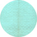 Round Machine Washable Solid Light Blue Modern Rug, wshcon377lblu