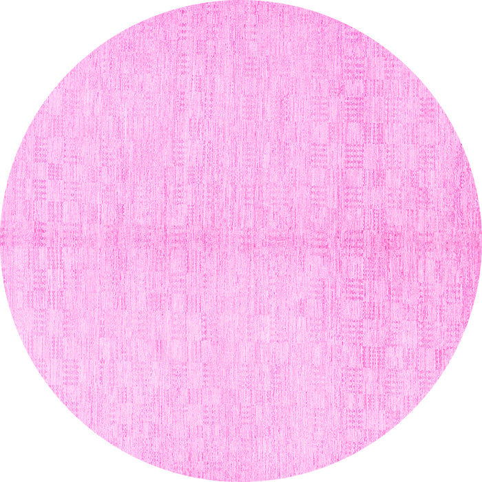 Round Machine Washable Solid Pink Modern Rug, wshcon377pnk