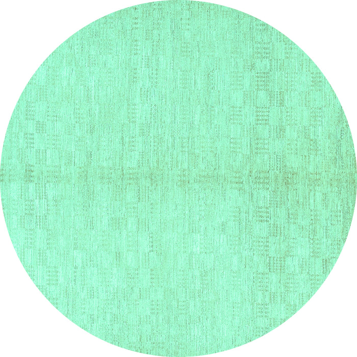 Round Machine Washable Solid Turquoise Modern Area Rugs, wshcon377turq