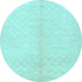 Round Solid Light Blue Modern Rug, con377lblu