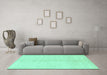 Machine Washable Solid Turquoise Modern Area Rugs in a Living Room,, wshcon377turq