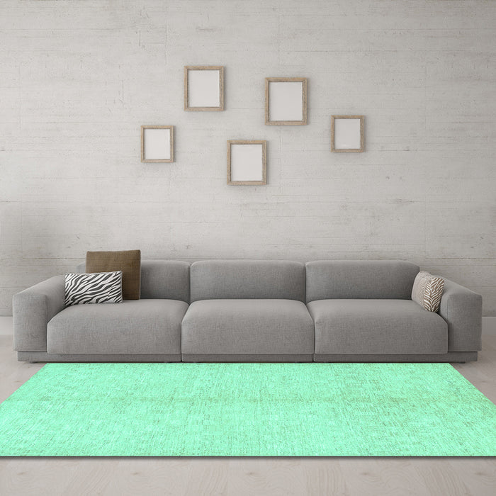 Machine Washable Solid Turquoise Modern Area Rugs in a Living Room,, wshcon377turq