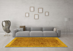 Machine Washable Abstract Yellow Contemporary Rug in a Living Room, wshcon378yw