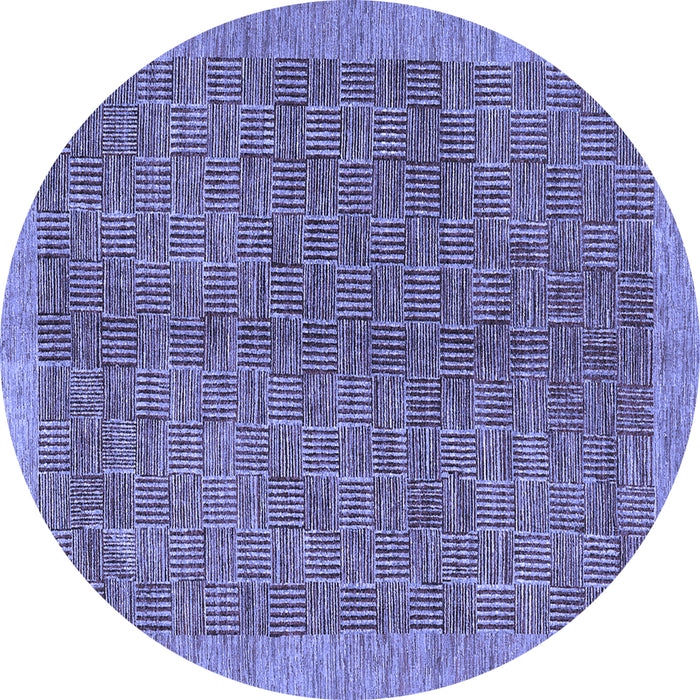 Round Abstract Blue Contemporary Rug, con378blu