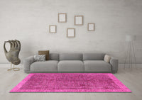 Machine Washable Abstract Pink Contemporary Rug, wshcon378pnk