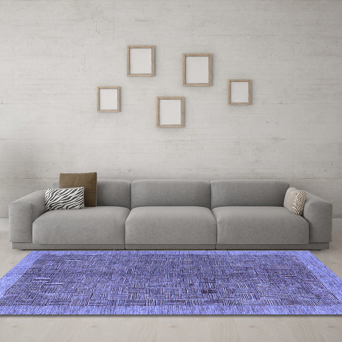 Machine Washable Abstract Blue Contemporary Rug in a Living Room, wshcon378blu