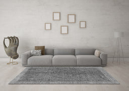 Machine Washable Abstract Gray Contemporary Rug in a Living Room,, wshcon378gry