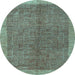 Round Abstract Light Blue Contemporary Rug, con378lblu