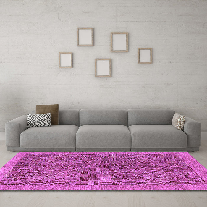 Machine Washable Abstract Purple Contemporary Area Rugs in a Living Room, wshcon378pur