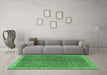 Machine Washable Abstract Emerald Green Contemporary Area Rugs in a Living Room,, wshcon378emgrn