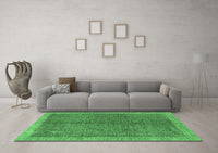 Machine Washable Abstract Emerald Green Contemporary Rug, wshcon378emgrn