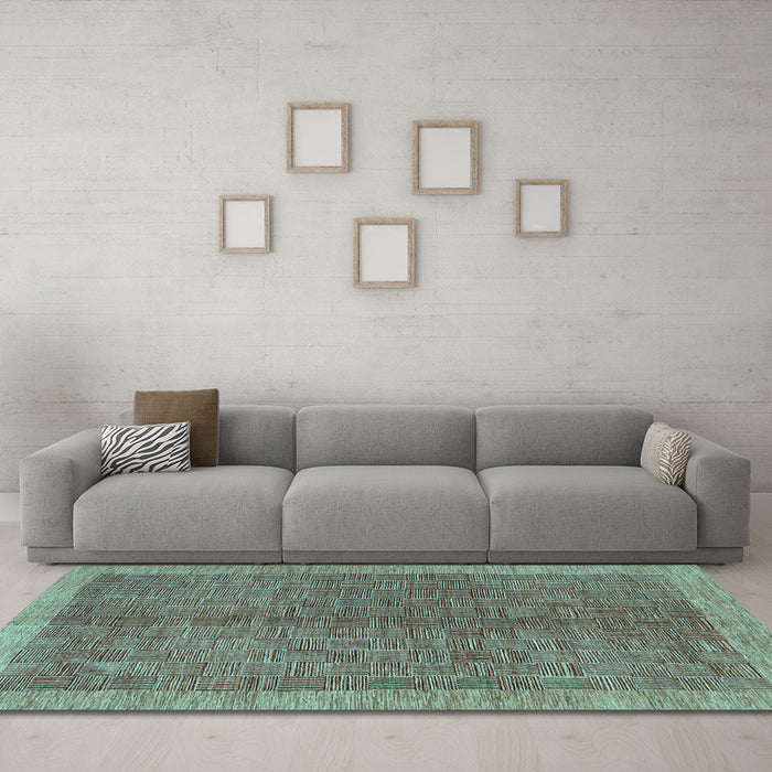 Machine Washable Abstract Light Blue Contemporary Rug in a Living Room, wshcon378lblu
