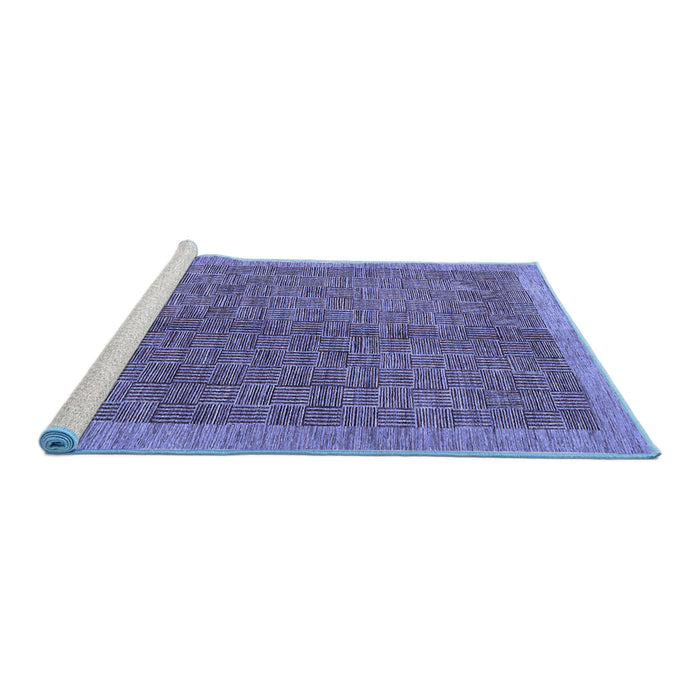 Sideview of Machine Washable Abstract Blue Contemporary Rug, wshcon378blu