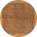 Round Abstract Brown Contemporary Rug, con378brn