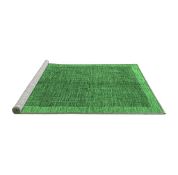 Sideview of Machine Washable Abstract Emerald Green Contemporary Area Rugs, wshcon378emgrn