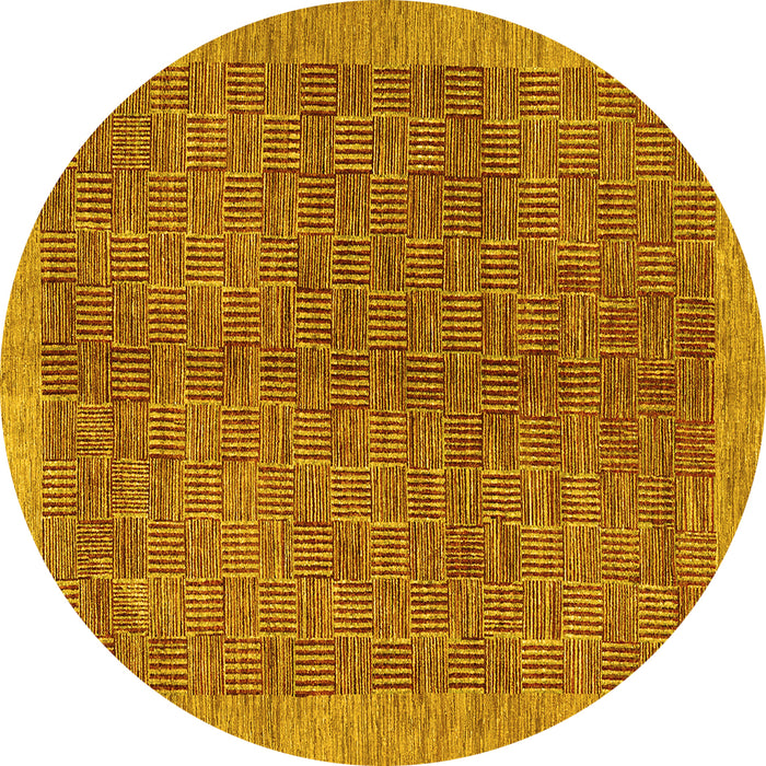 Round Abstract Yellow Contemporary Rug, con378yw