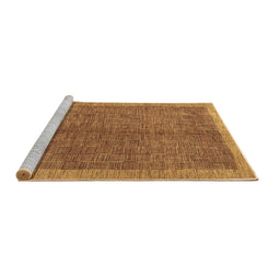 Sideview of Machine Washable Abstract Brown Contemporary Rug, wshcon378brn