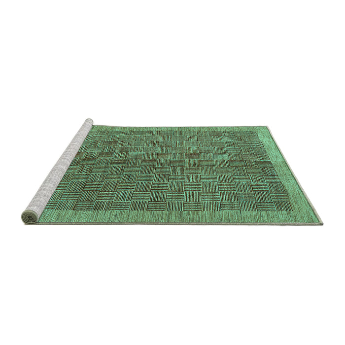 Sideview of Machine Washable Abstract Turquoise Contemporary Area Rugs, wshcon378turq