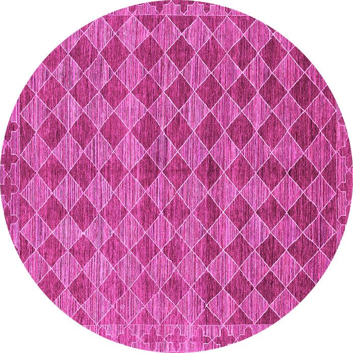Round Machine Washable Abstract Pink Contemporary Rug, wshcon379pnk