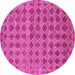 Round Machine Washable Abstract Pink Contemporary Rug, wshcon379pnk