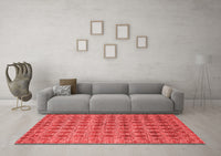 Machine Washable Abstract Red Contemporary Rug, wshcon379red