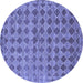 Round Machine Washable Abstract Blue Contemporary Rug, wshcon379blu