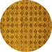 Round Machine Washable Abstract Yellow Contemporary Rug, wshcon379yw