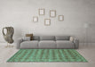 Machine Washable Abstract Turquoise Contemporary Area Rugs in a Living Room,, wshcon379turq