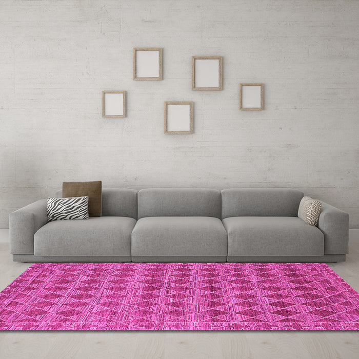 Machine Washable Abstract Pink Contemporary Rug in a Living Room, wshcon379pnk