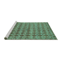 Sideview of Machine Washable Abstract Turquoise Contemporary Area Rugs, wshcon379turq