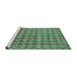 Sideview of Machine Washable Abstract Turquoise Contemporary Area Rugs, wshcon379turq