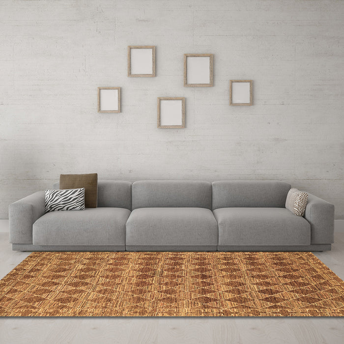 Machine Washable Abstract Brown Contemporary Rug in a Living Room,, wshcon379brn
