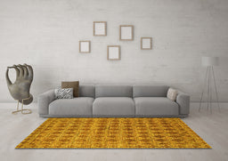 Machine Washable Abstract Yellow Contemporary Rug in a Living Room, wshcon379yw