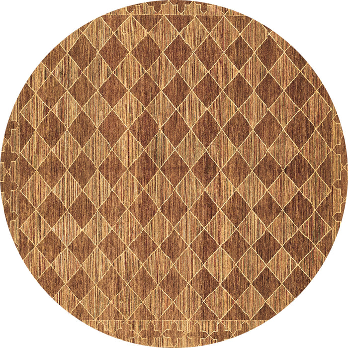 Round Abstract Brown Contemporary Rug, con379brn