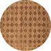 Round Abstract Brown Contemporary Rug, con379brn