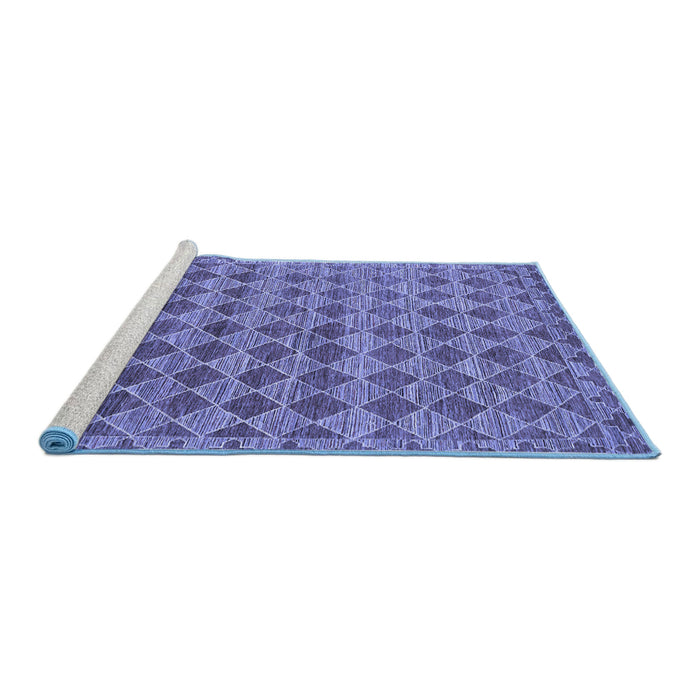 Sideview of Machine Washable Abstract Blue Contemporary Rug, wshcon379blu