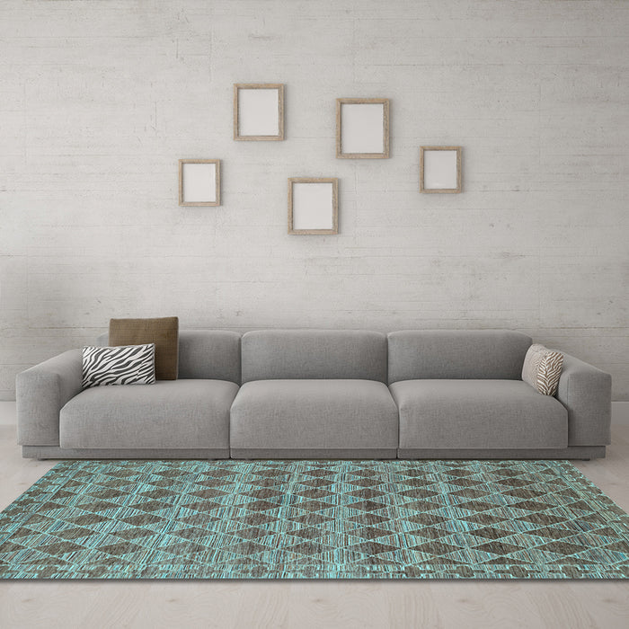 Machine Washable Abstract Light Blue Contemporary Rug in a Living Room, wshcon379lblu