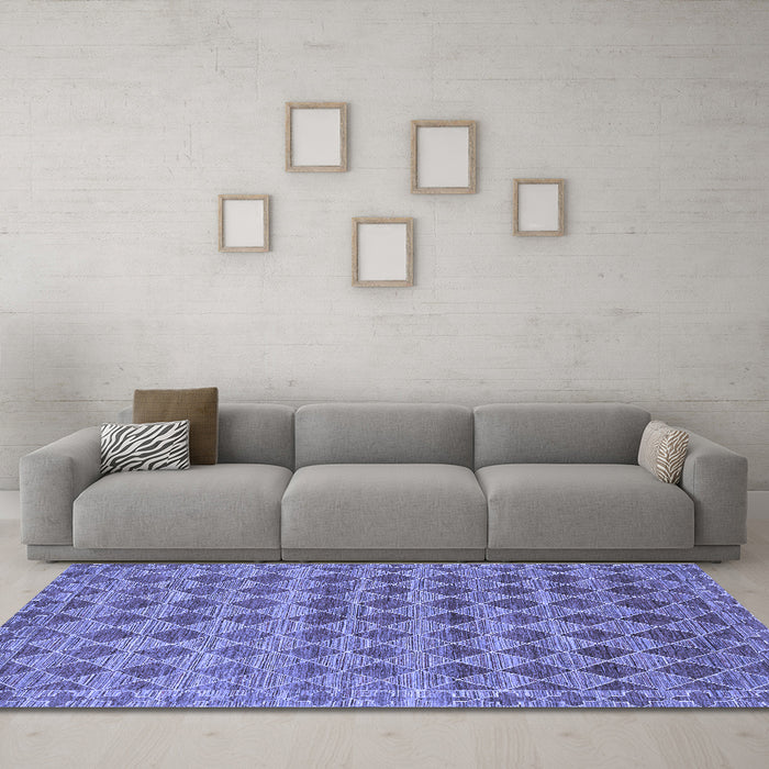 Machine Washable Abstract Blue Contemporary Rug in a Living Room, wshcon379blu