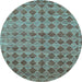 Round Abstract Light Blue Contemporary Rug, con379lblu